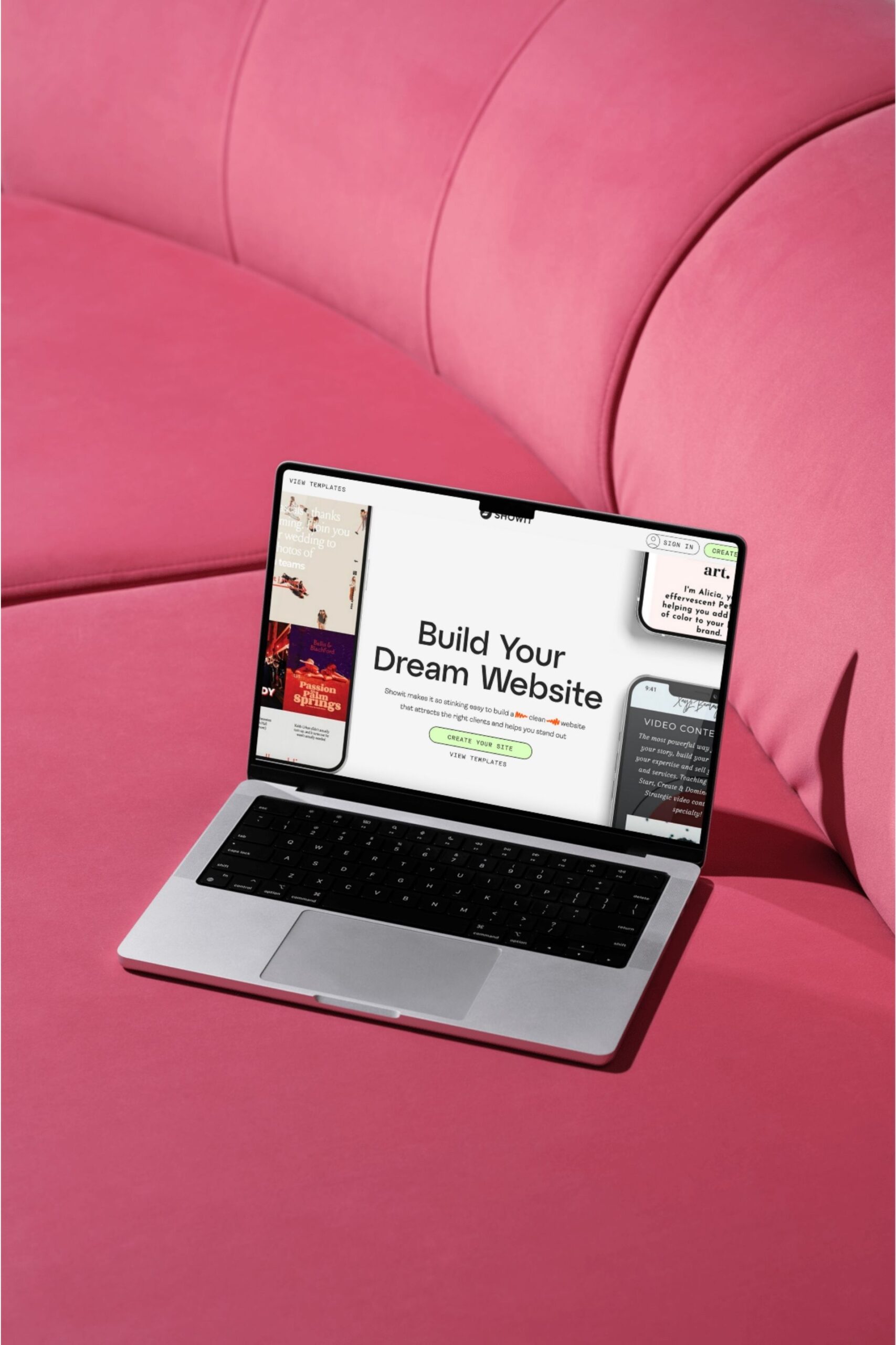 Die Startseite des Website-Builders Showit.